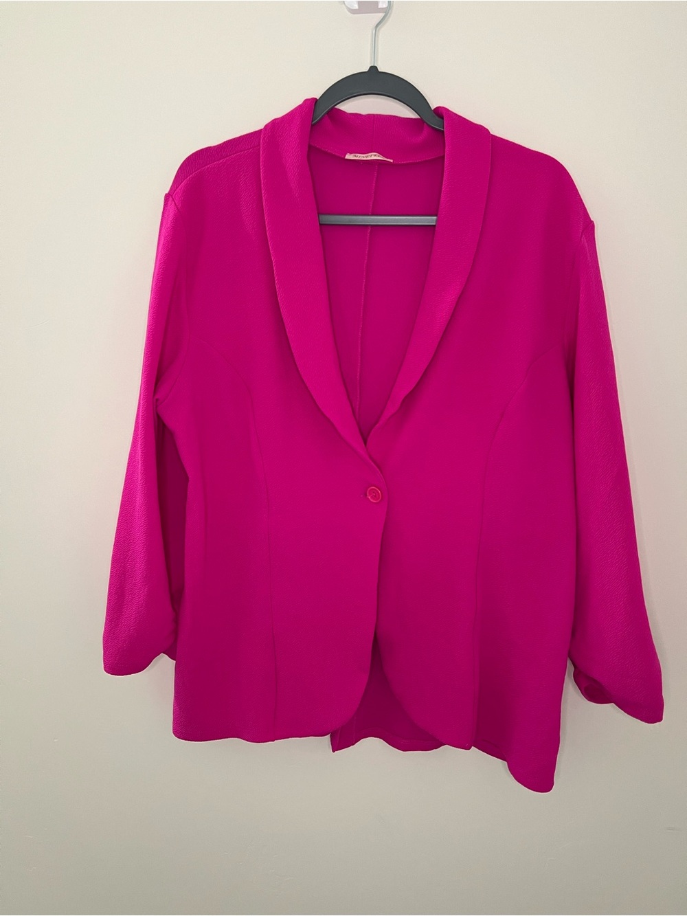 Women's Hot Pink Shawl Collar Single-Button Blazer